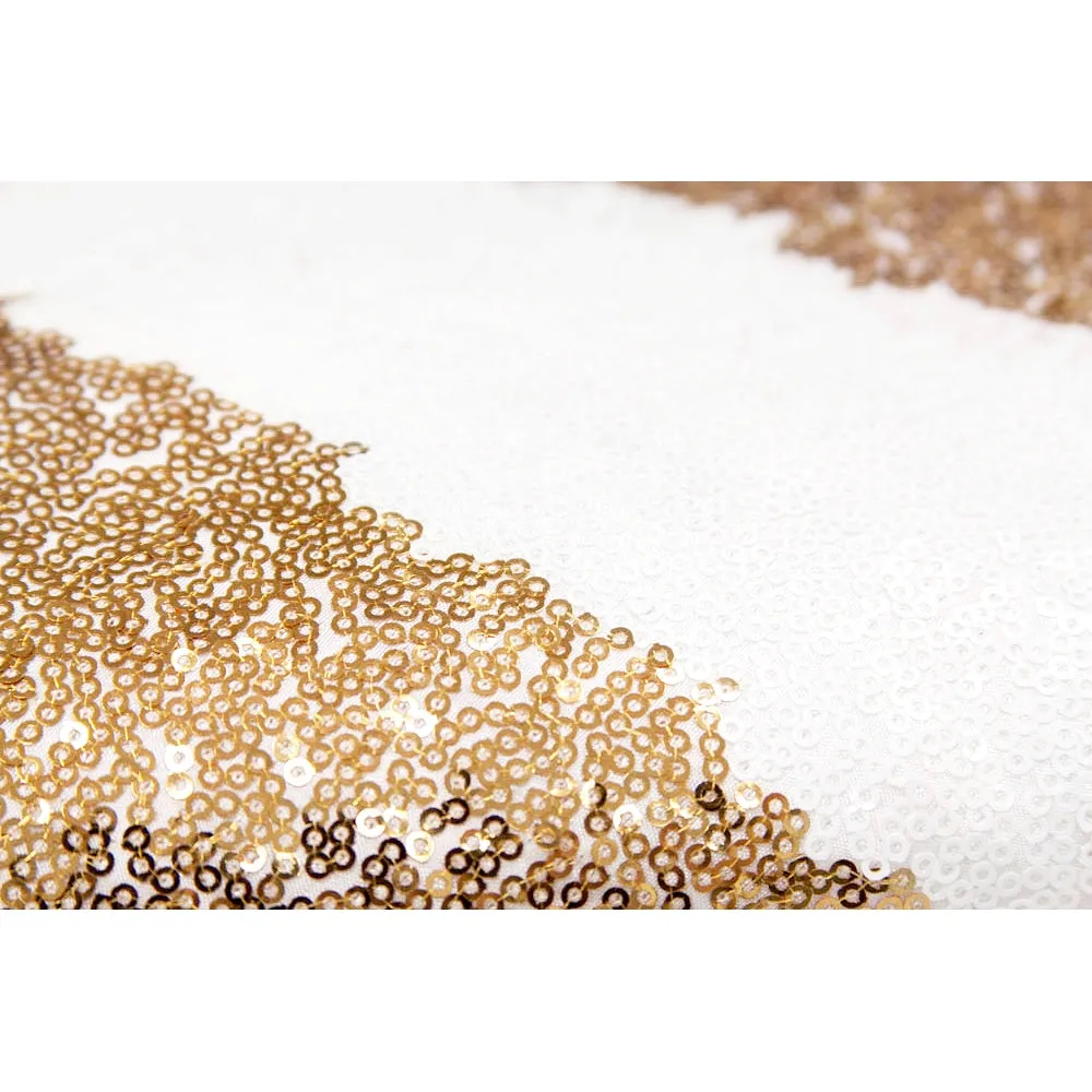 Stripe Glitz Sequin 120" Round Tablecloth - Gold & White