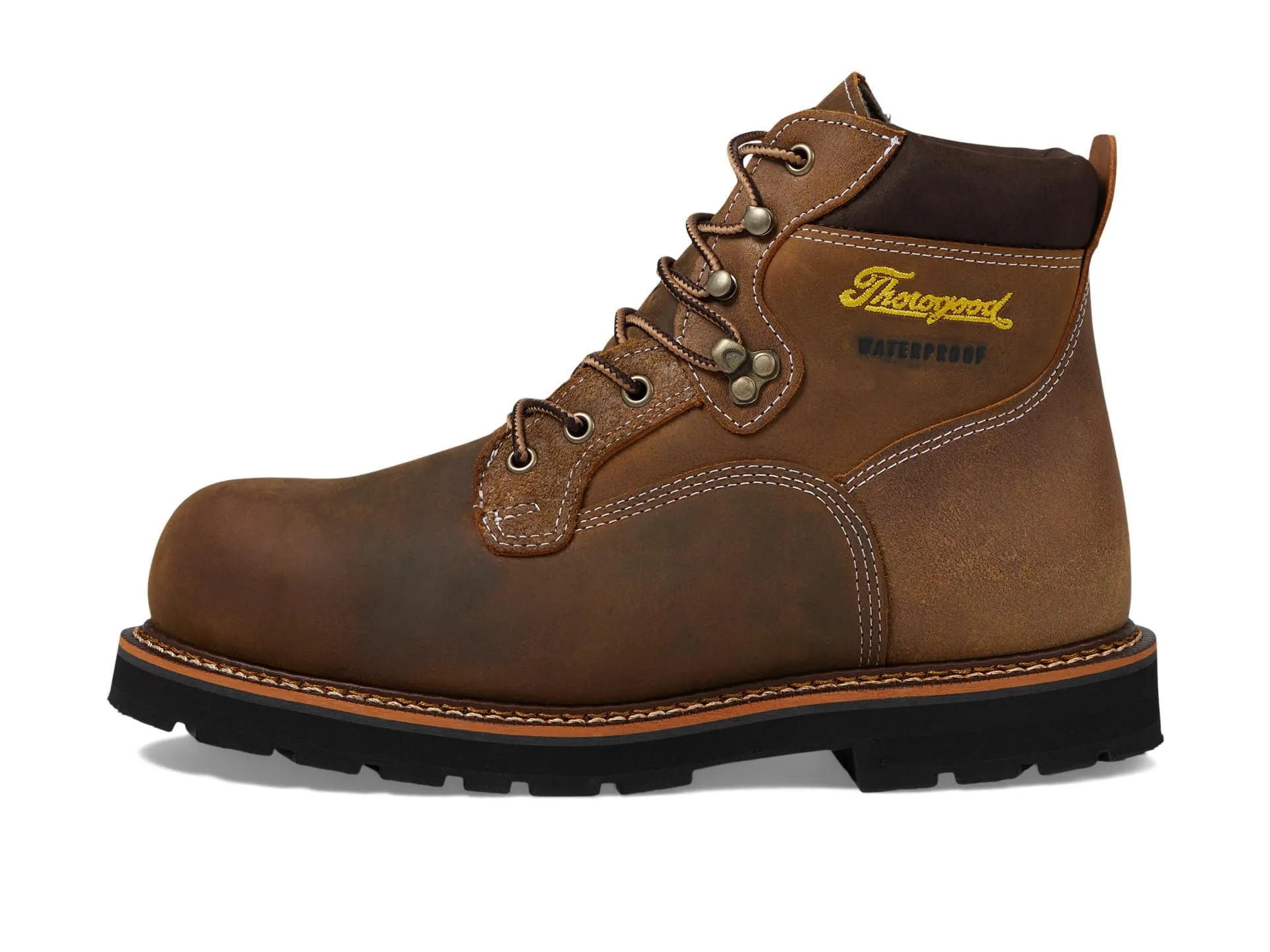 Thorogood Men's 6" Waterproof Crazy Horse Round Nano Comp Safety Toe 90 Heel Work Boot