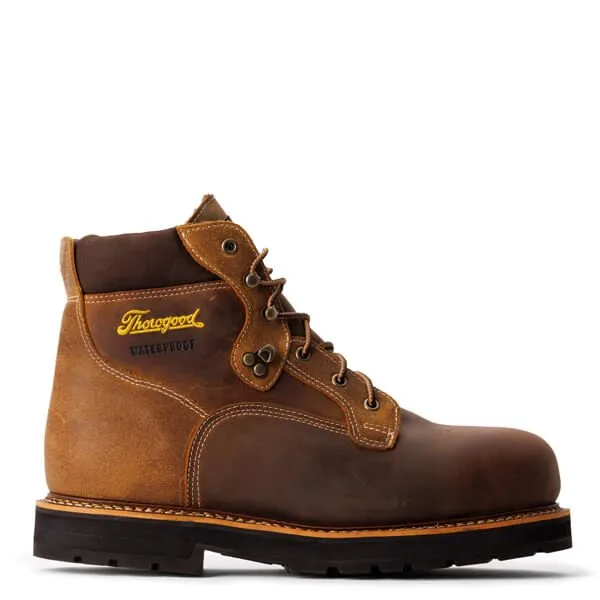 Thorogood Men's 6" Waterproof Crazy Horse Round Nano Comp Safety Toe 90 Heel Work Boot