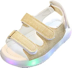 Toddler Light Up Sandals, Slip On Non Slip Adjustable Strap Open Toe Beach Water Shoes, Kids Cute Luminous Sandals