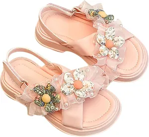 Toddler Walking Shoes Open Toe Light Weight Adjustable Straps Summer Toddler/Little Red Shoes for Kids Girls