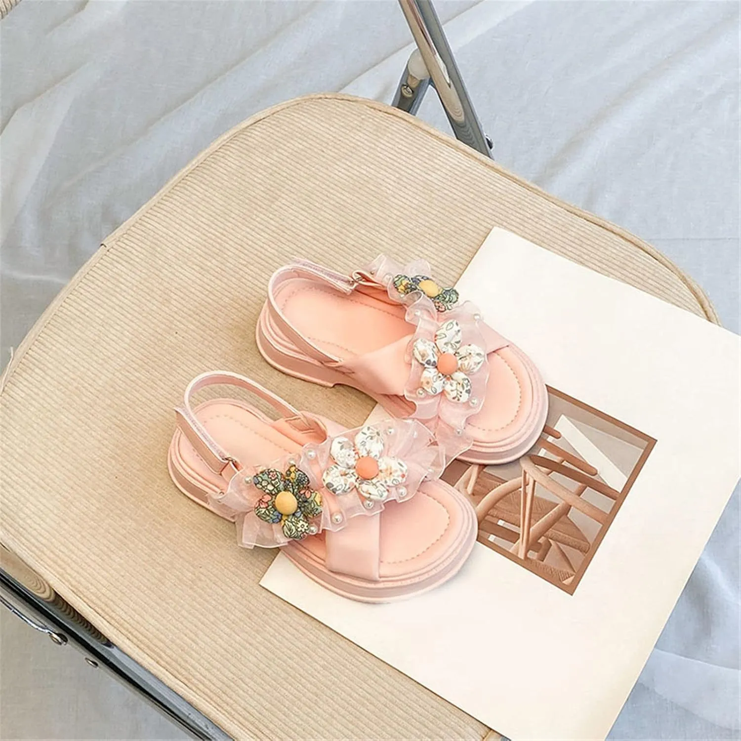 Toddler Walking Shoes Open Toe Light Weight Adjustable Straps Summer Toddler/Little Red Shoes for Kids Girls