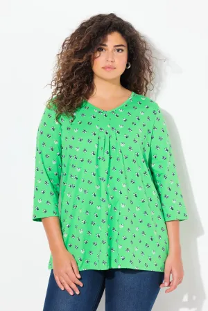 Ulla Popken Green Dot Print Top