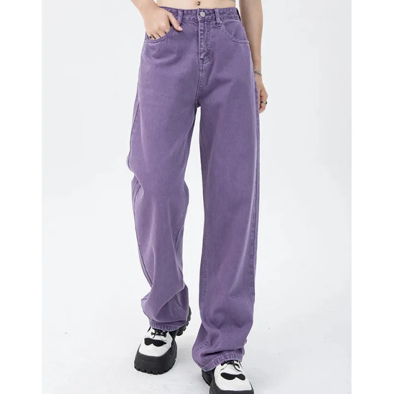 Vintage Purple High Waist Streetwear Jeans