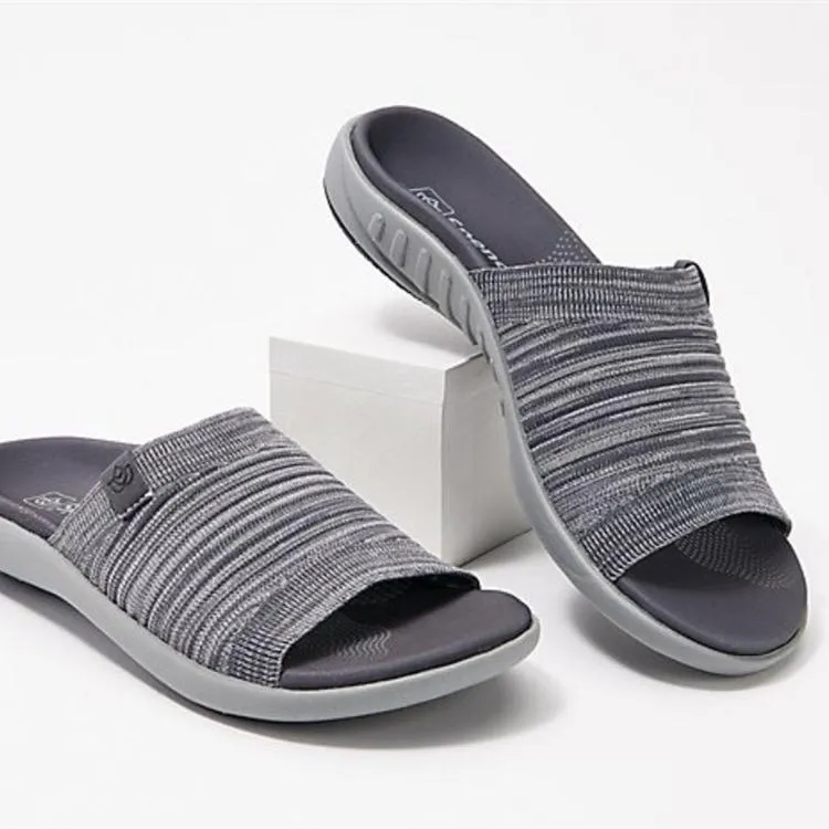 Women summer beach peep toe flat slide sandals