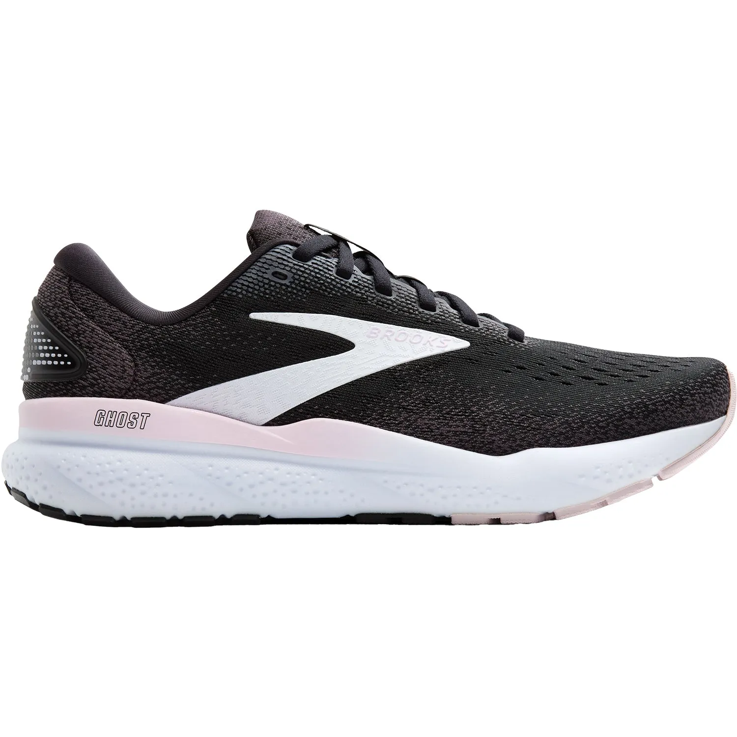 Women's Brooks Ghost 16 Black/White/Orchid Ice Mesh
