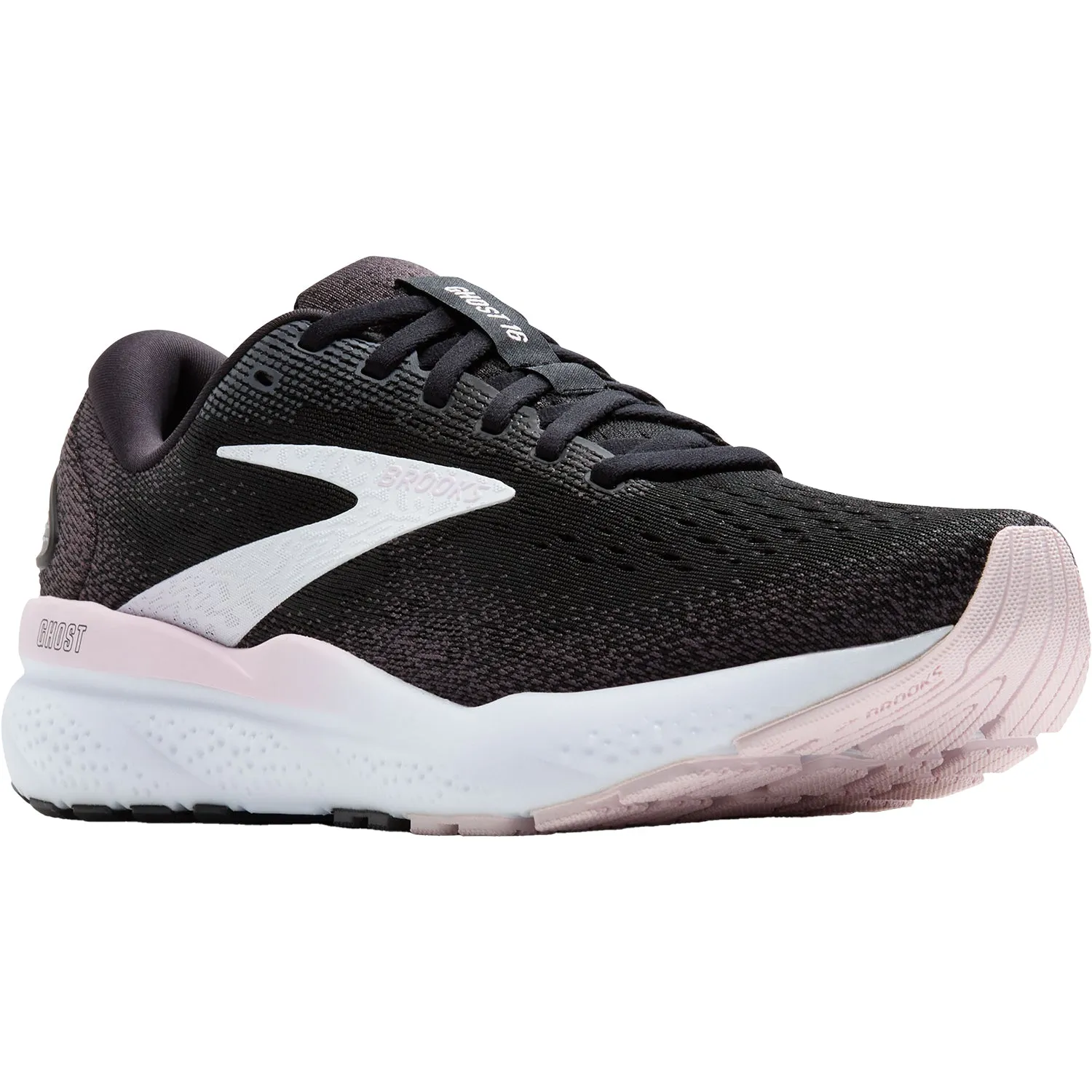 Women's Brooks Ghost 16 Black/White/Orchid Ice Mesh