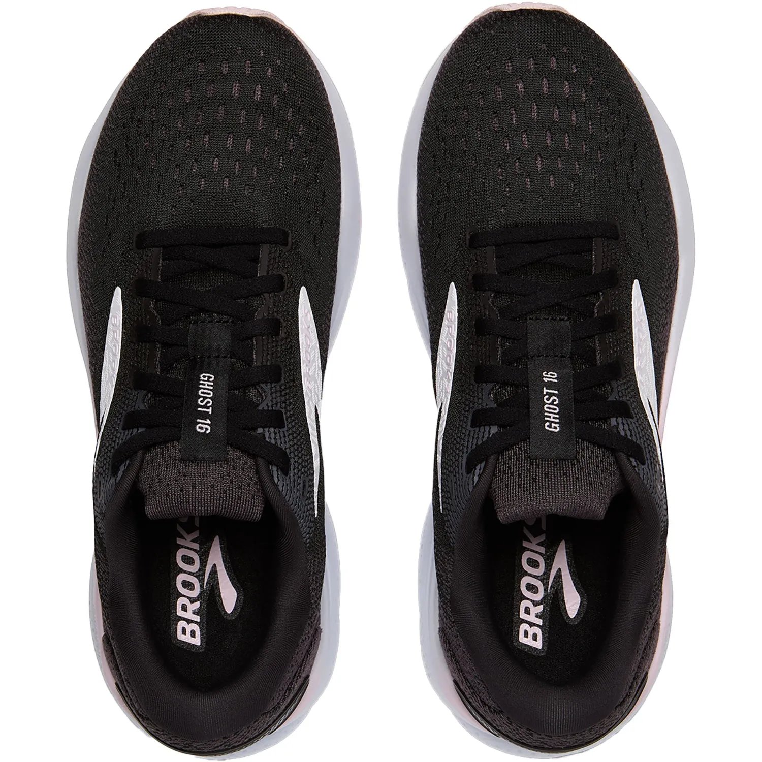 Women's Brooks Ghost 16 Black/White/Orchid Ice Mesh
