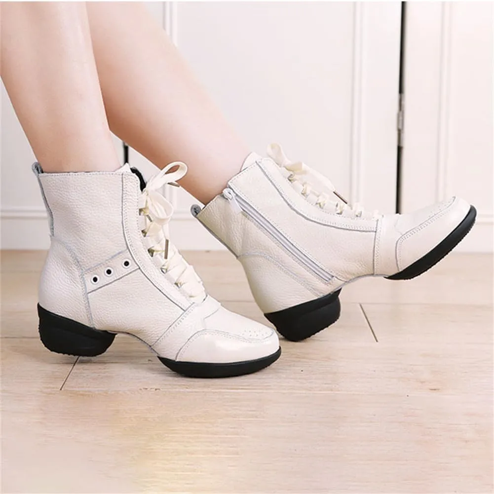 Women's Dance Boots, Fashion Performance Ballroom Trainers Lace-Up Rubber Sole Latin Dancing Shoes