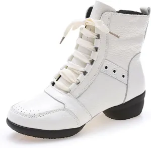 Women's Dance Boots, Fashion Performance Ballroom Trainers Lace-Up Rubber Sole Latin Dancing Shoes