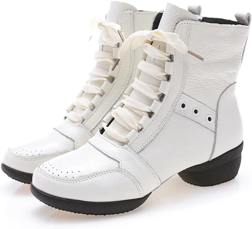 Women's Dance Boots, Fashion Performance Ballroom Trainers Lace-Up Rubber Sole Latin Dancing Shoes