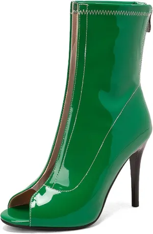 YKXLM Latin Dance Boots Salsa Women Ballroom Lace-up Ankle Open Toe Dance Shoes,9676-2,Green,9US
