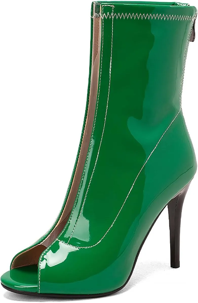 YKXLM Latin Dance Boots Salsa Women Ballroom Lace-up Ankle Open Toe Dance Shoes,9676-2,Green,9US