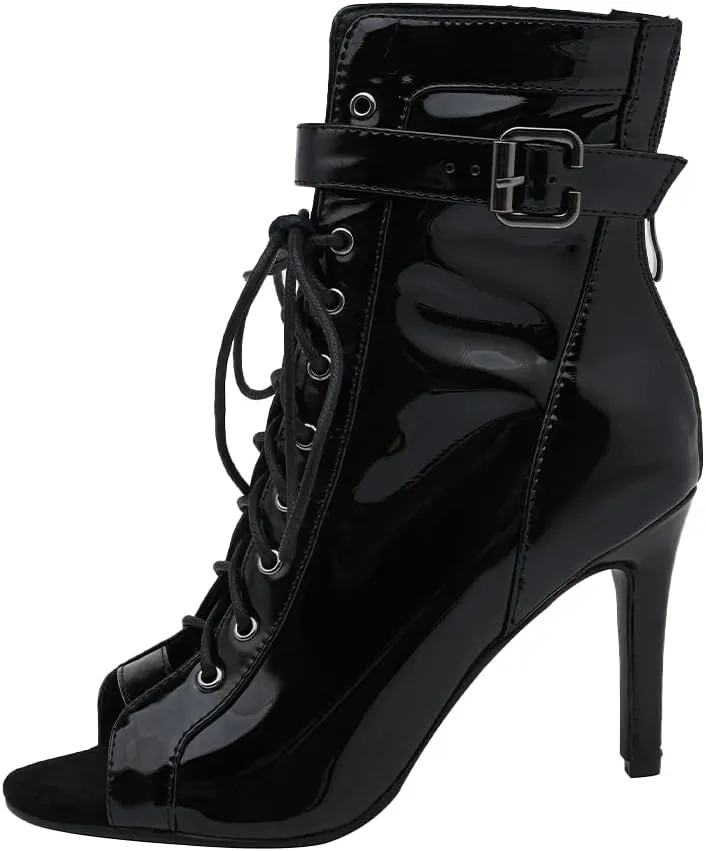 YKXLM Peep Toe Booties Latin Dance Heel for Women Ballroom Dance Shoes,A-5